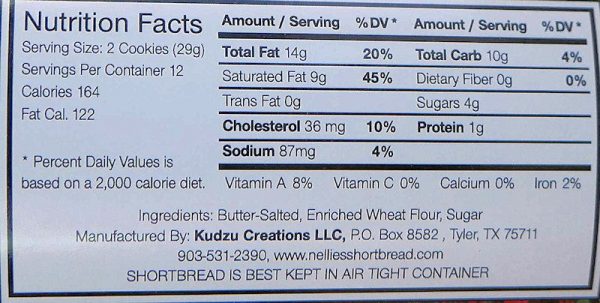 Nellie's Shortbread Red Tin - Nutrition Info